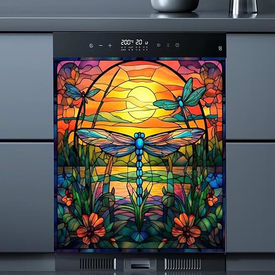 Colorful Glass Flower Magnet Cover for Dishwasher and Refrigerator