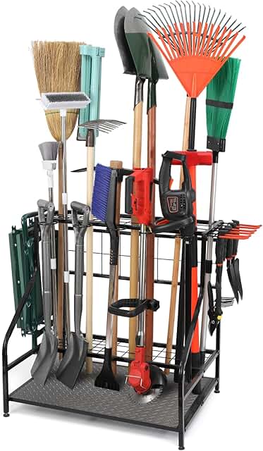 Heavy Duty Steel Garden Tool Organizer for Garage and Yard