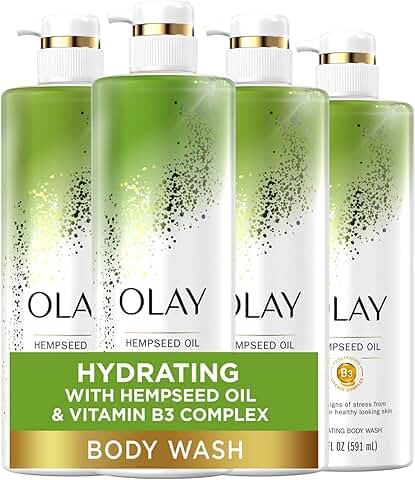 Hydrating Body Wash with Hempseed Oil and Vitamin B3, 20 fl oz (4-pack)