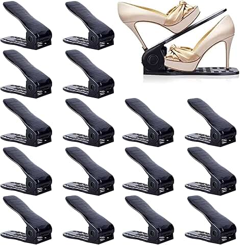 Adjustable Double Deck Shoe Organizer, 16 Pack