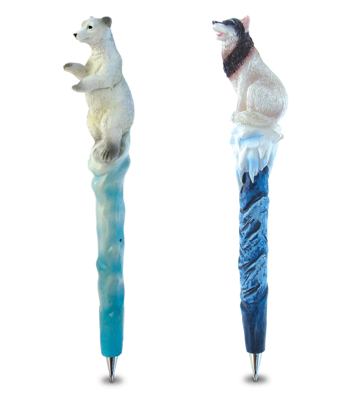 Polar Bear and Wolf Novelty Pens, 2 Pack