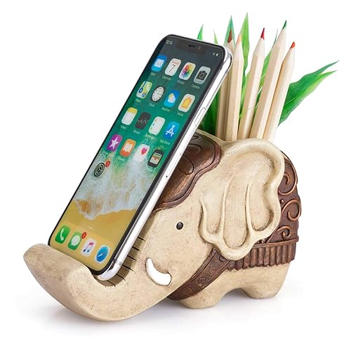 Elephant-Shaped Pen and Phone Holder for Desk