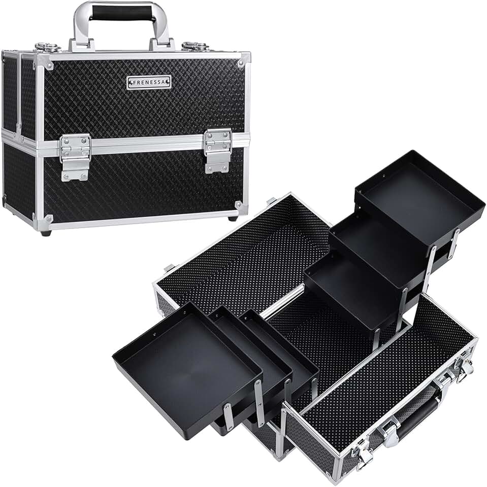 Large 11.8 Inch Makeup Train Case with 6 Trays