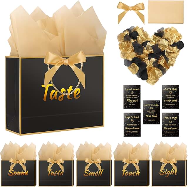 Five Senses Gift Bag with Ribbon, Tissue, and Card