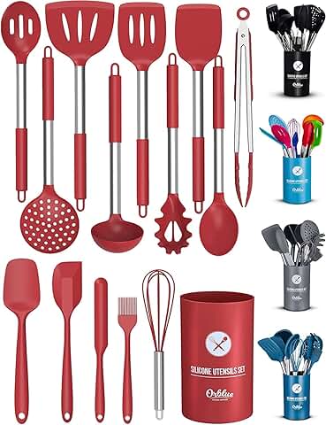 14-Piece Silicone Cooking Utensil Set with Holder