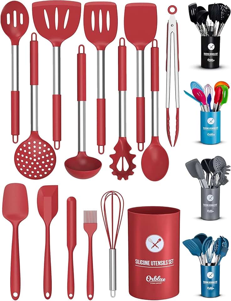 14-Piece Silicone Cooking Utensil Set with Holder