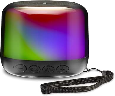 Portable Bluetooth speaker with color lights and 18-hour battery