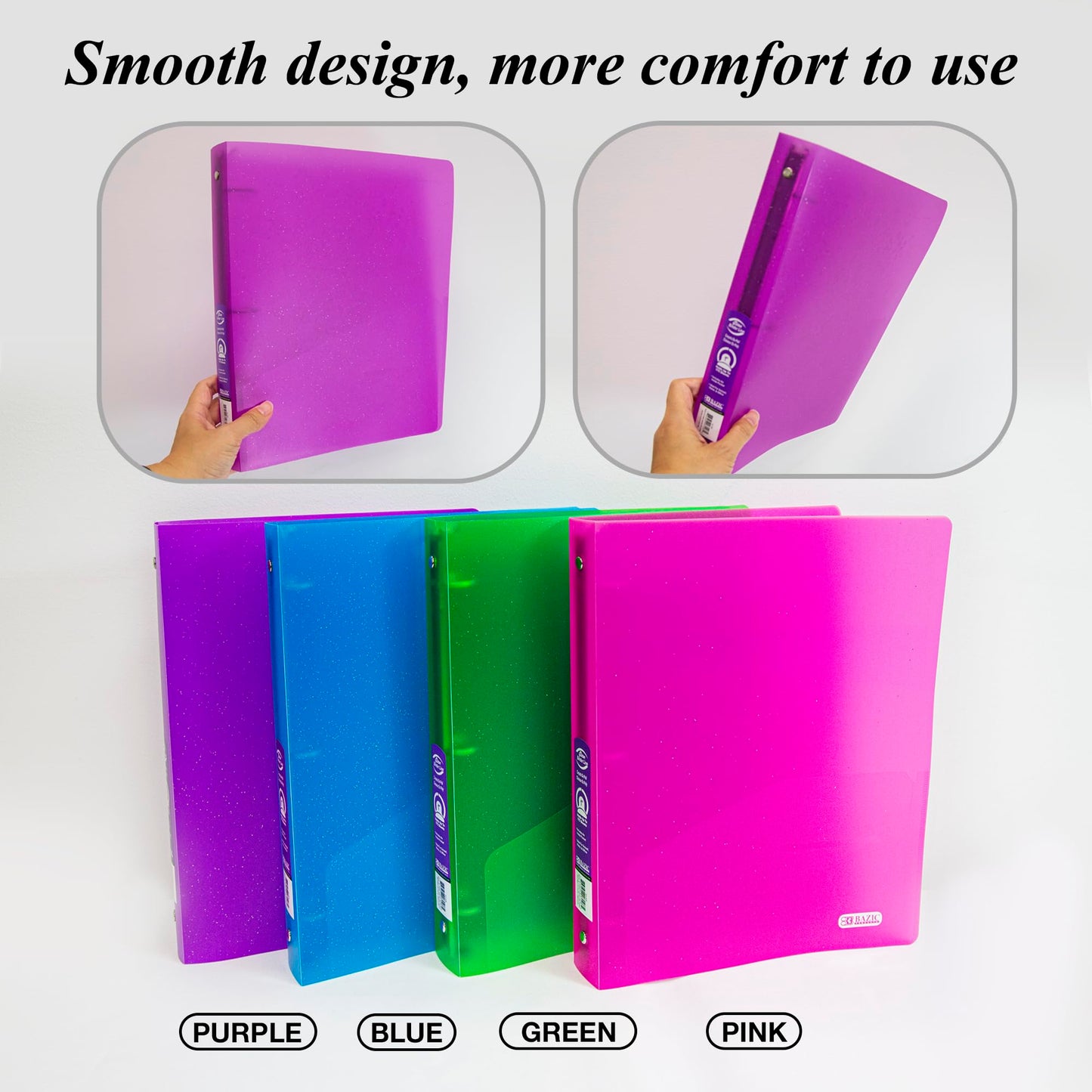 3-Ring 1-Inch Glitter Binder for 175 Sheets