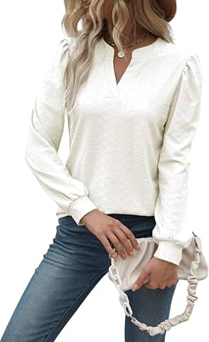Women’s Casual Long Sleeve V-Neck Blouse