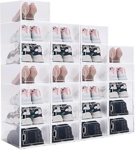 24 Large Clear Shoe Storage Boxes with Lids