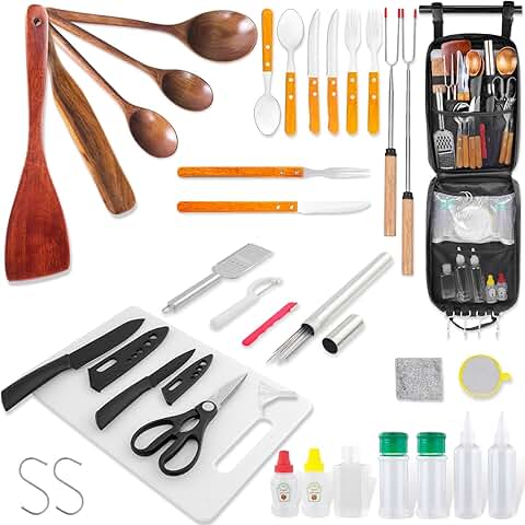 Upgraded Camping Cookware Set with Utensils and Organizer