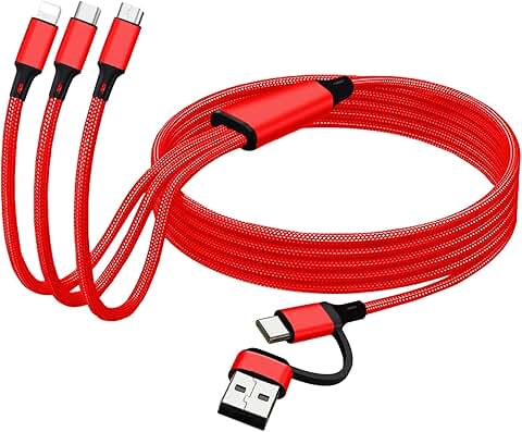 6-in-1 Nylon Braided Charging Cable, 4 Feet