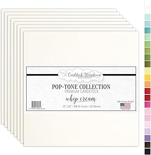 Whip Cream 12x12" Cardstock, 25 Sheets, 100 lb