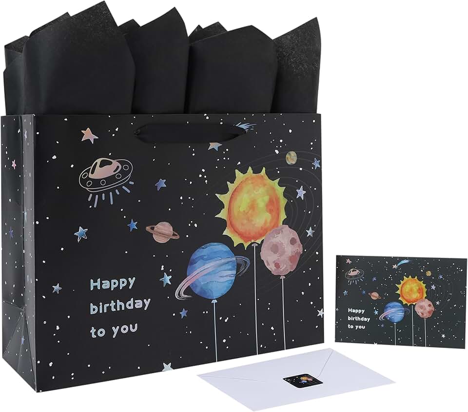 Large 13-inch Birthday Gift Bag Set with Handles and Accessories