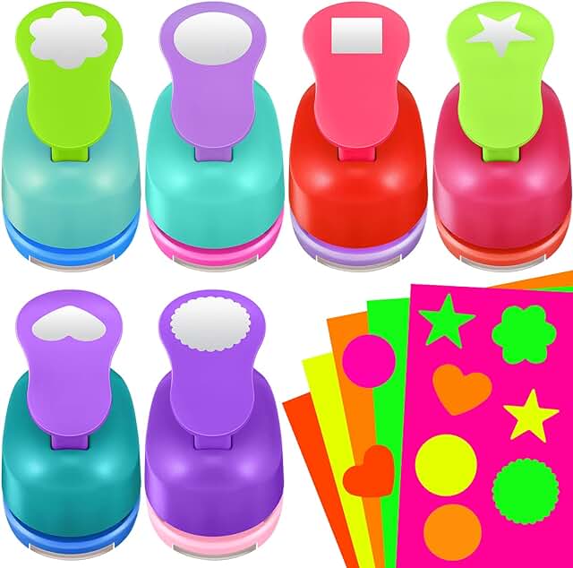 36 Piece Craft Hole Punch Set with Colorful Sticker Paper