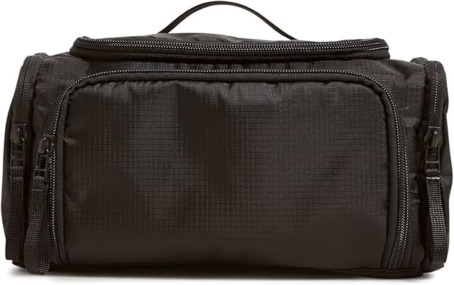 Large Black Ripstop Travel Cosmetic Organizer