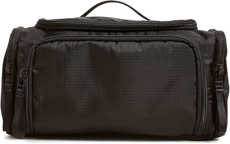 Large Black Ripstop Travel Cosmetic Organizer
