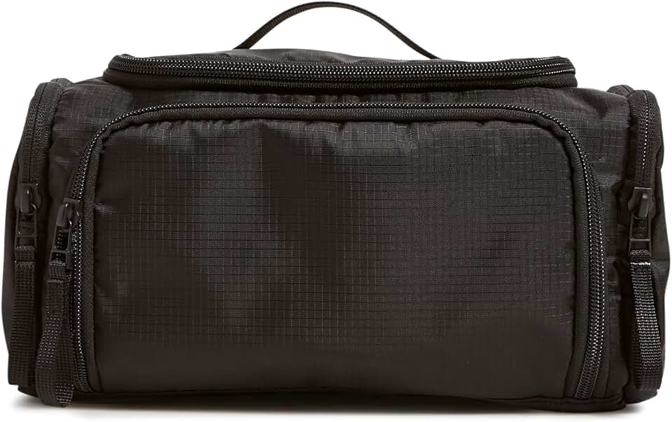 Large Black Ripstop Travel Cosmetic Organizer