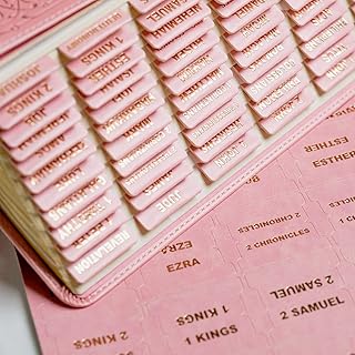 Leather Bible Tabs for Easy Navigation, Pink, 80 Labels
