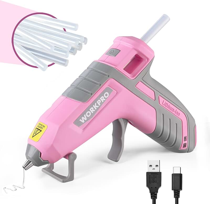 Cordless 3.6V Hot Glue Gun with USB-C Recharge and 20 Glue Sticks
