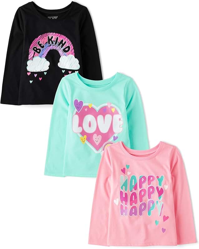 Baby Girls' and Toddler Long Sleeve Graphic T-Shirts Pack