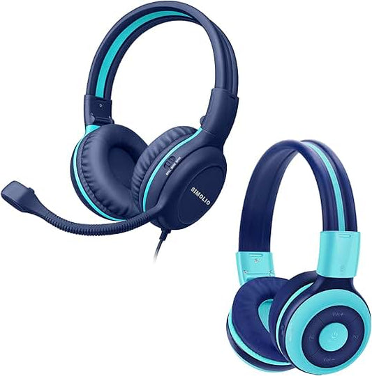 Kids Headphones, Wireless/Wired with Mic, Safe Volume Limit, Share Port, Foldable