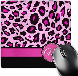 Initial M Monogram Mouse Pad with Leopard Pattern