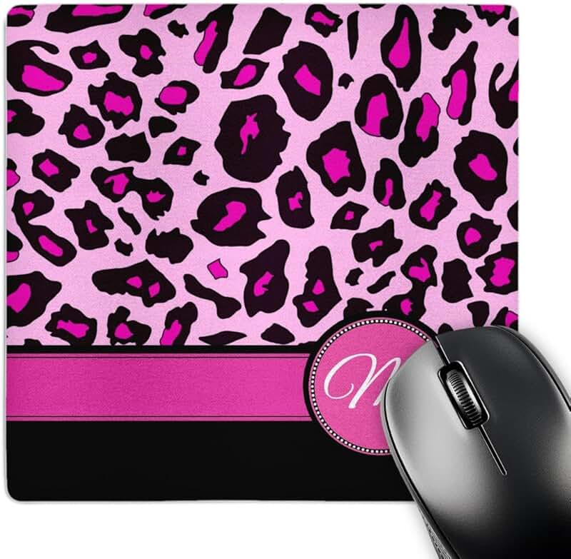 Initial M Monogram Mouse Pad with Leopard Pattern
