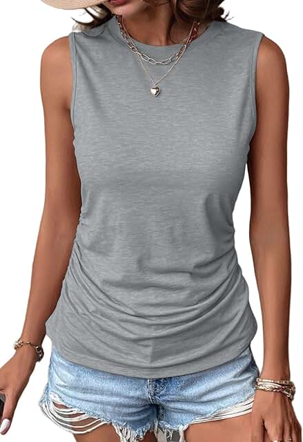 Women's Ruched Sleeveless Tank Top for Summer