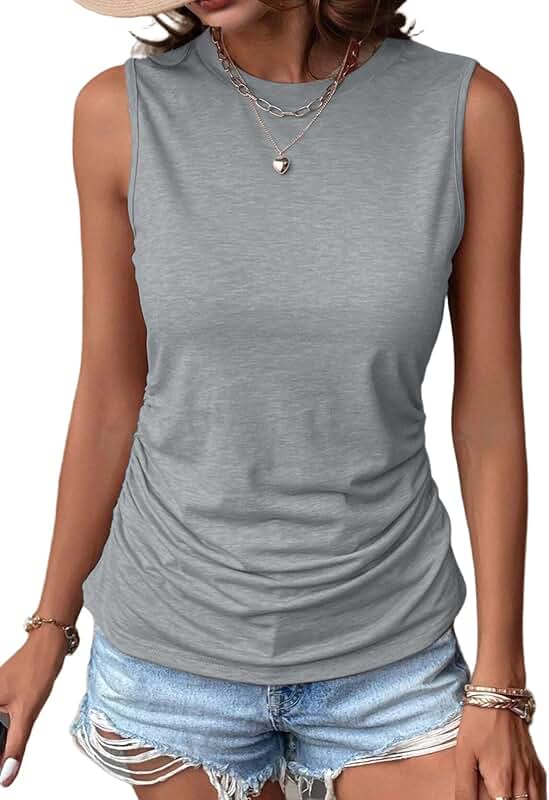 Women's Ruched Sleeveless Tank Top for Summer