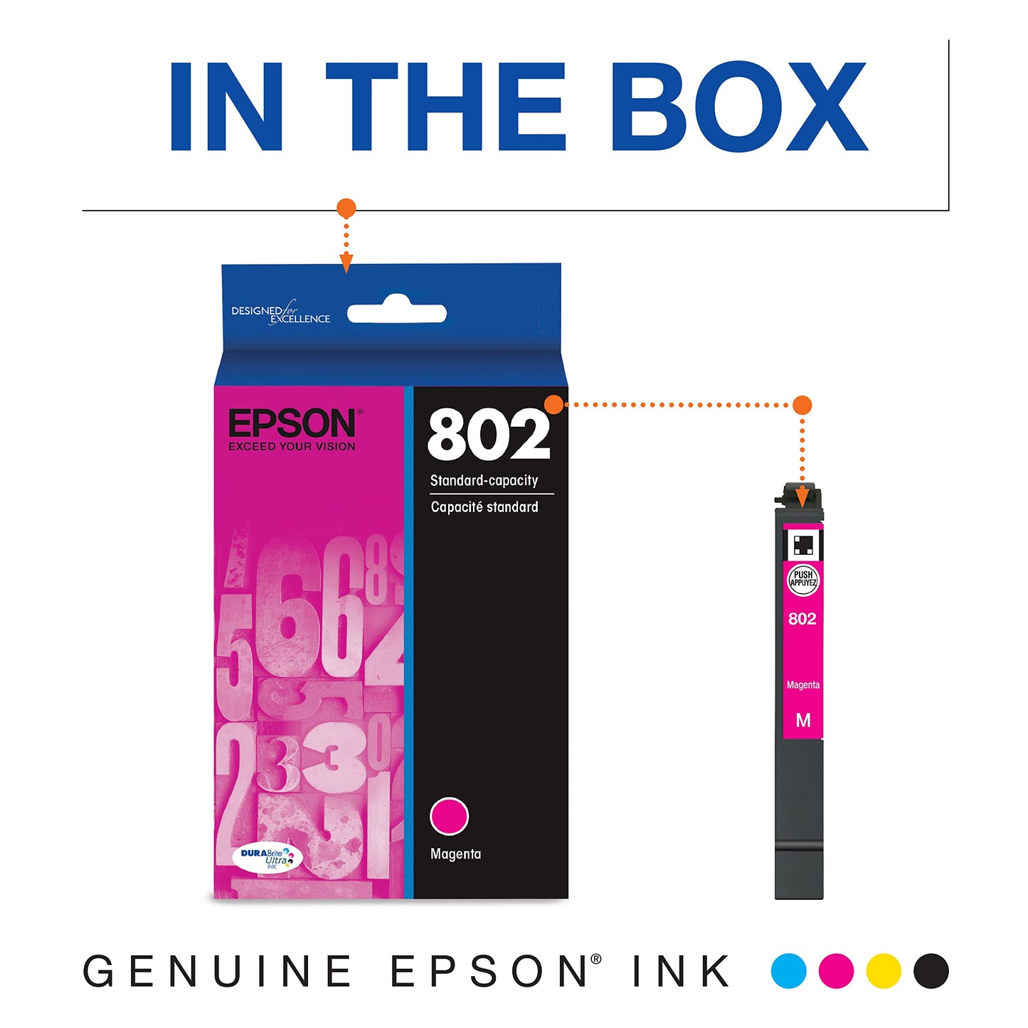 T802 DURABrite Ultra -Ink Standard Capacity Magenta -Cartridge (T802320-S) for select WorkForce Pro Printers