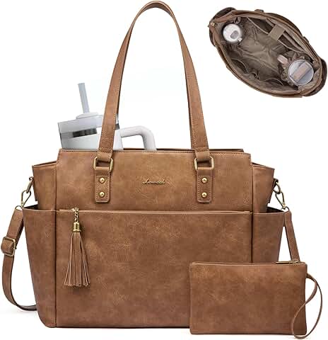 Vintage 15.6 Inch Laptop Tote with Cup Holder