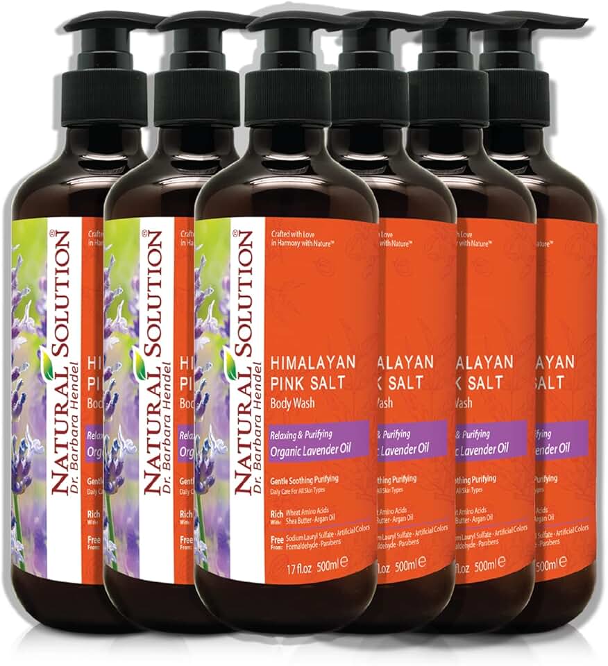 Body Wash with Himalayan Pink Salt and Organic Lavender Oil, 17 fl oz, 6 Pack