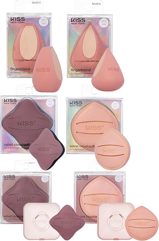 6-Piece Makeup Sponge Set with Storage Cases and Puffs
