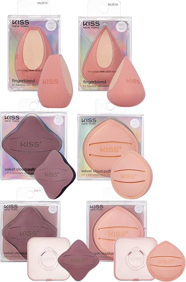 6-Piece Makeup Sponge Set with Storage Cases and Puffs
