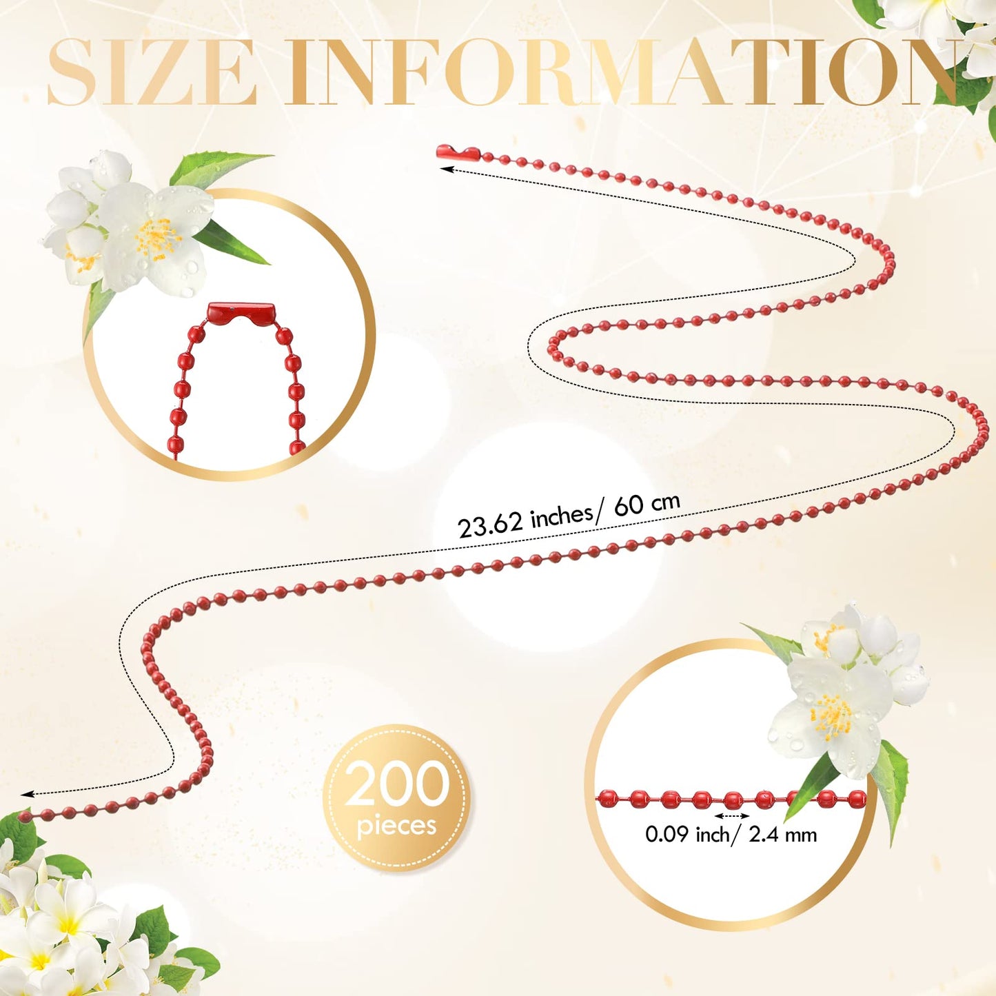 200 Pcs Stainless Steel Beaded Chain for Jewelry Making