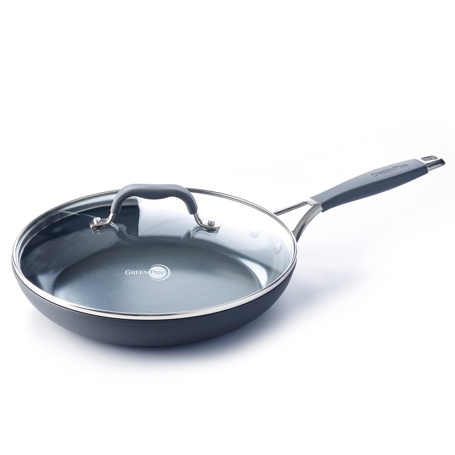 York Hard Anodized Healthy Ceramic Nonstick, 10" Frying Pan Skillet with Lid, PFAS-Free, Gray