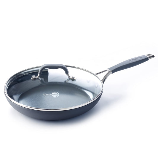 York Hard Anodized Healthy Ceramic Nonstick, 10" Frying Pan Skillet with Lid, PFAS-Free, Gray