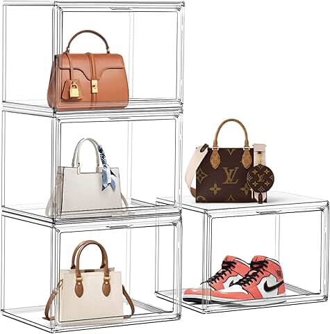 Set of four clear acrylic shoe and display boxes