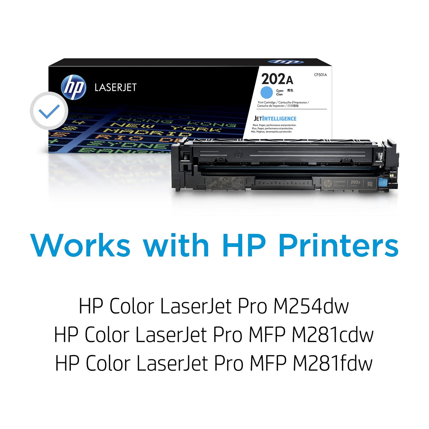 Original 202A Cyan Toner Cartridge | Works with Color LaserJet Pro M254, Color LaserJet Pro MFP M281 Series | CF501A