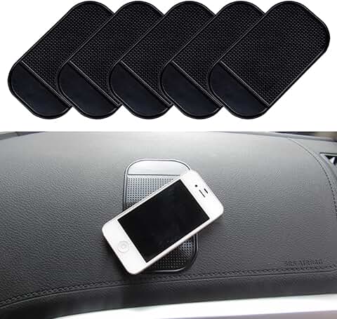 Set of five non-slip mats for car dashboard