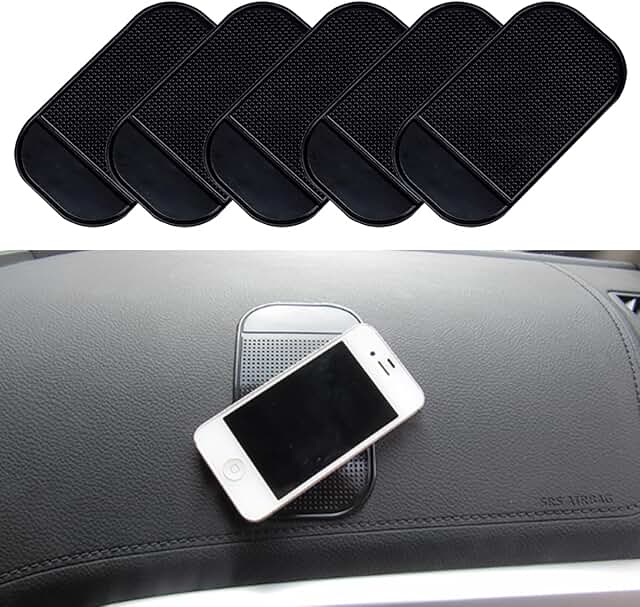 Set of five non-slip mats for car dashboard