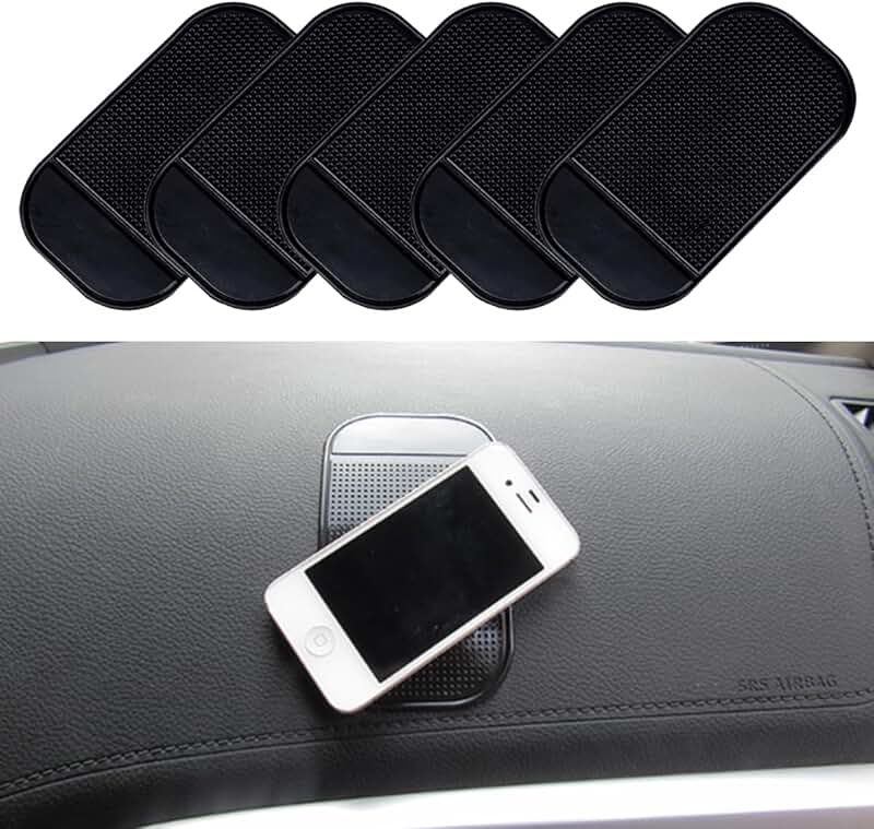 Set of five non-slip mats for car dashboard