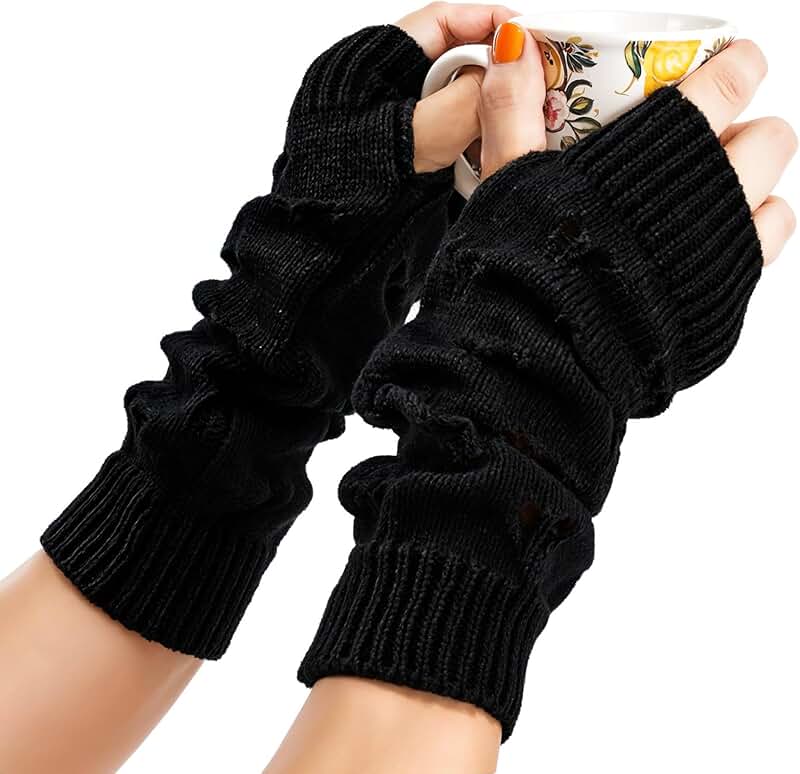 Black Fairy Grunge Arm Warmers with Thumb Hole
