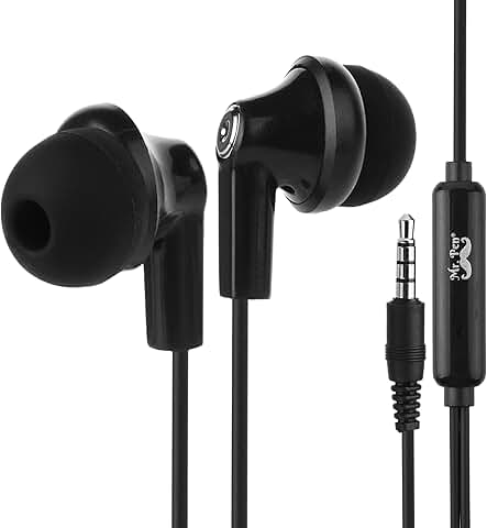 Wired in-ear headphones with microphone, 4.25 ft, 3.5mm jack