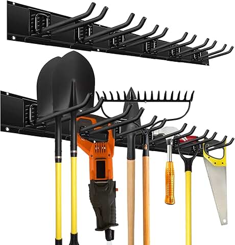 48-Inch Garage Wall Organizer with Hooks and Broom Holder