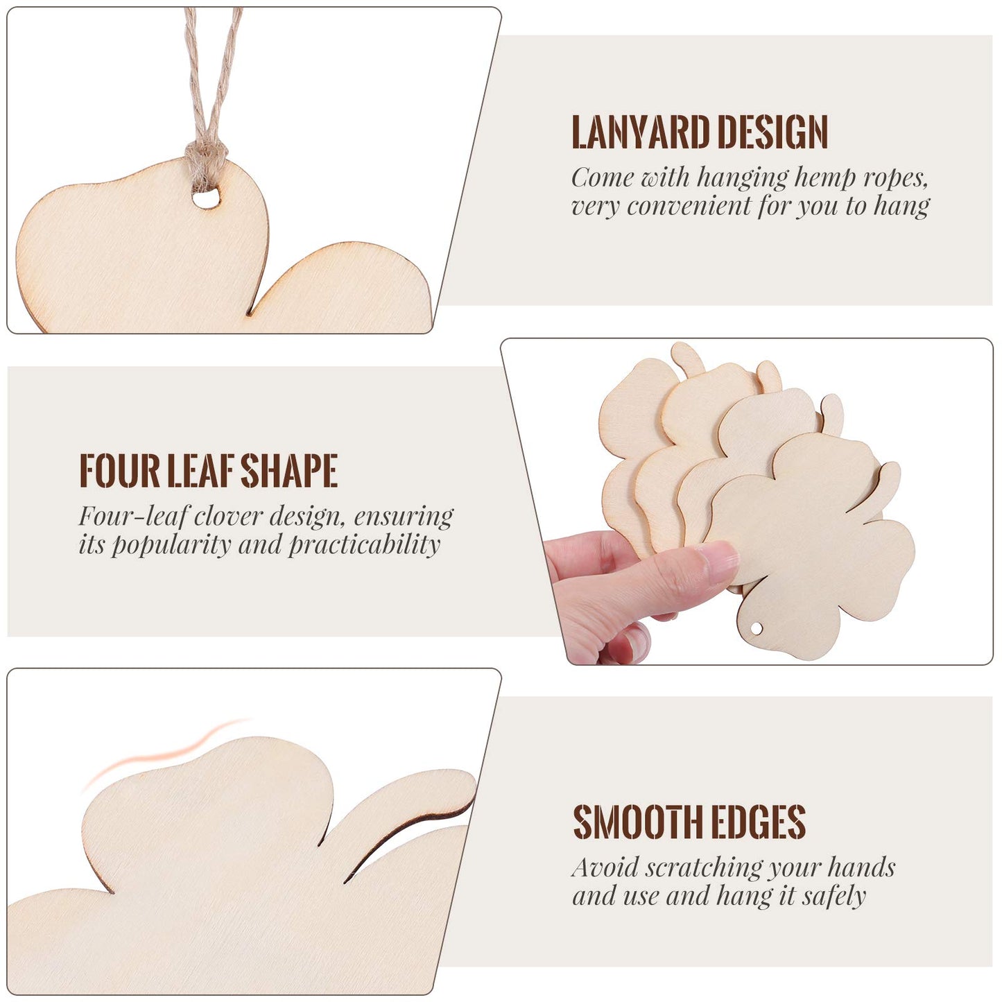 20pcs Shamrock Wooden Ornaments 8x7.2cm