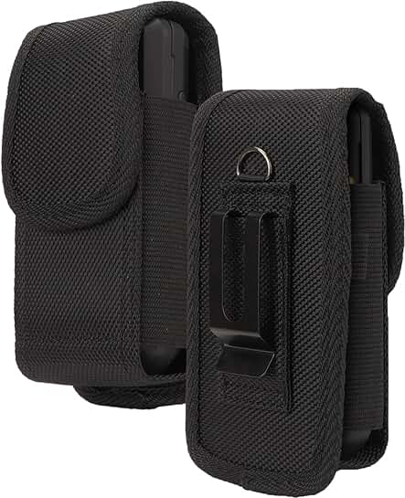 Rugged Canvas Flip Phone Pouch with Magnetic Closure