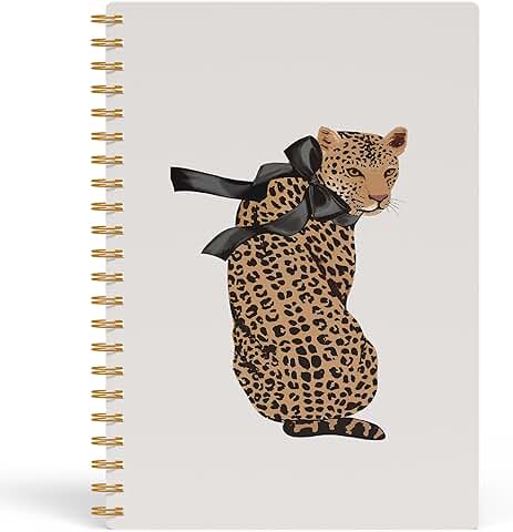 Leopard Print Notebook with Bow, 5.5x8.3 Inches