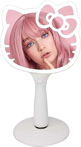 Hello Kitty LED Handheld Mirror with Stand and Brightness